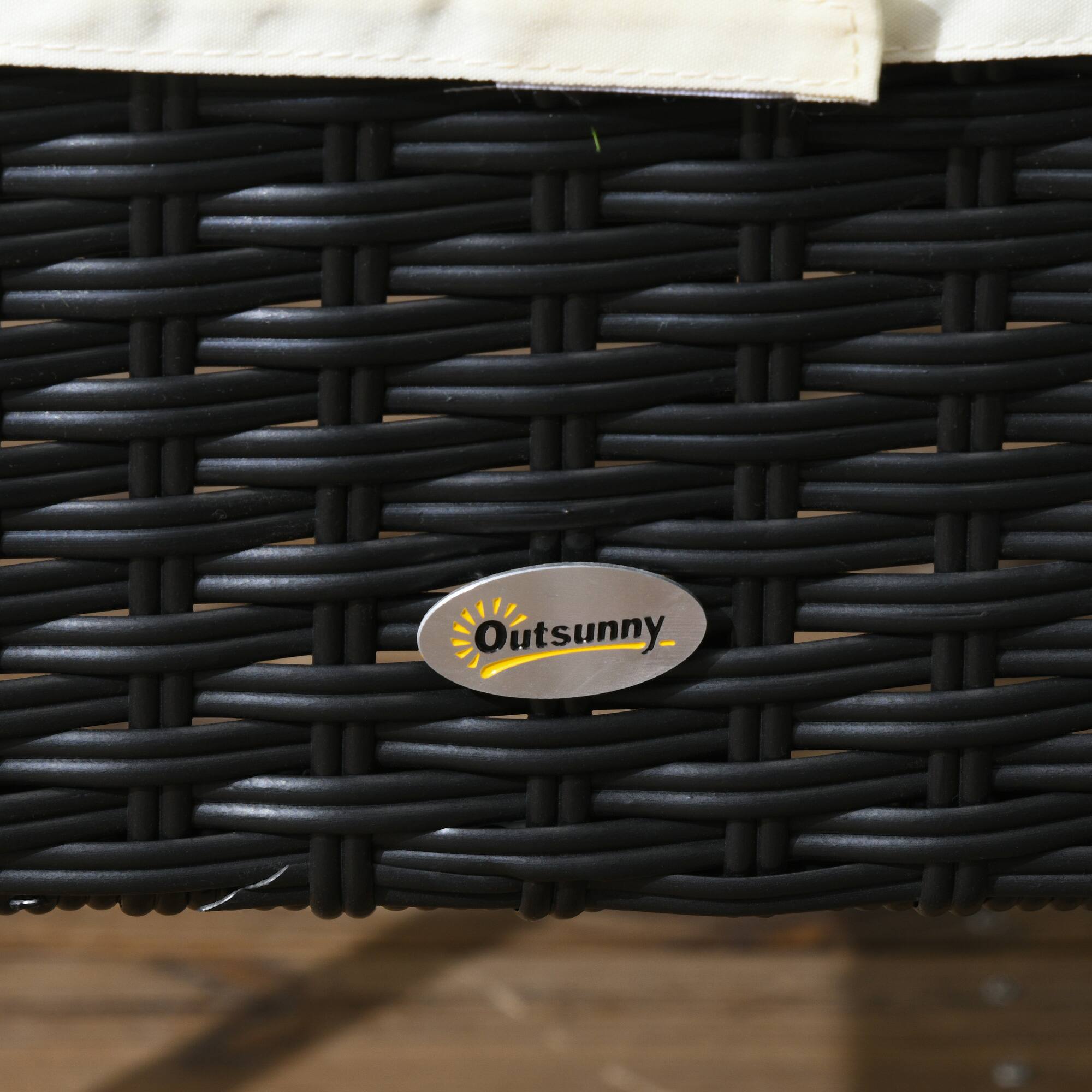 Alt View 7. Outsunny - 4 PE Rattan Outdoor Dining Chairs with Cushions, Patio Wicker Dining Chairs with Backrests for Porch, Deck, Garden - Cream White.