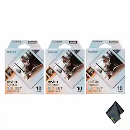 Fujifilm - 3xFUJIFILM INSTAX SQUARE Sunset Instant Film, Microfiber Cleaning Cloth, Bundle