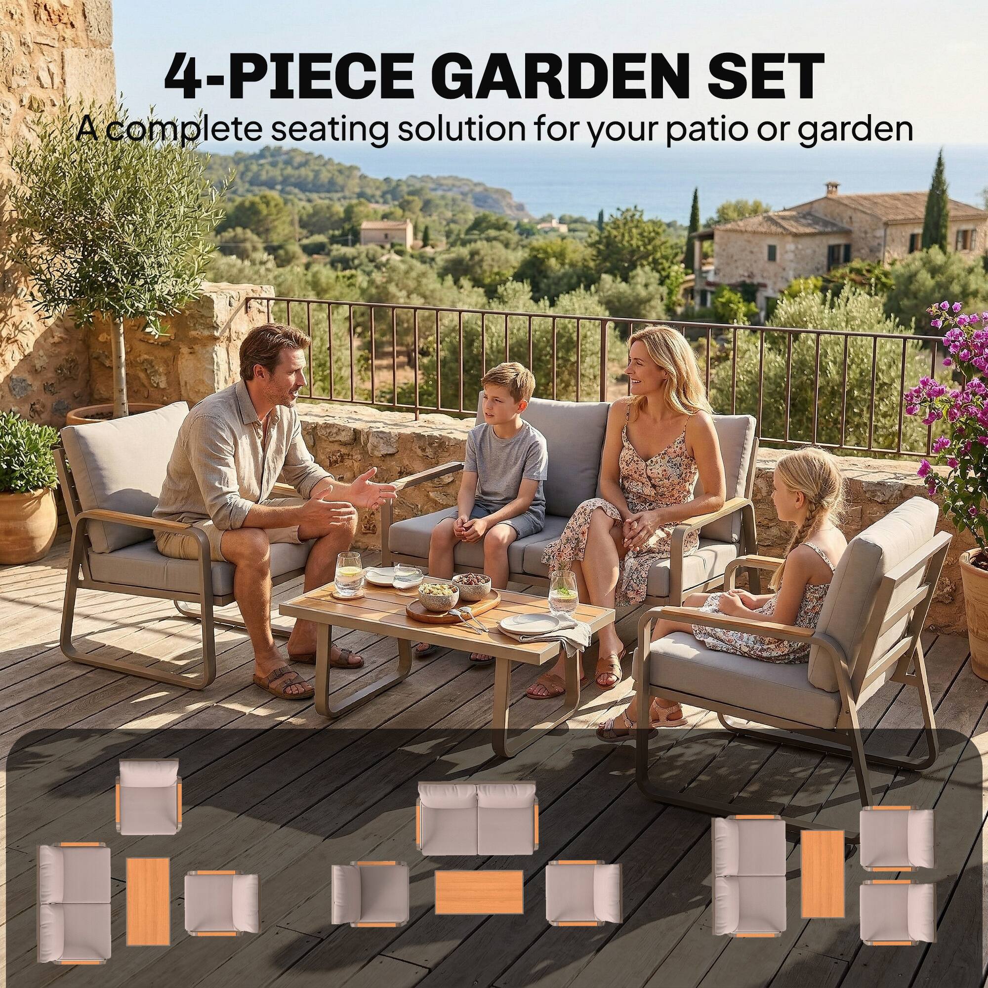4-PIECE GARDEN SET  
A complete seating solution for your patio or garden