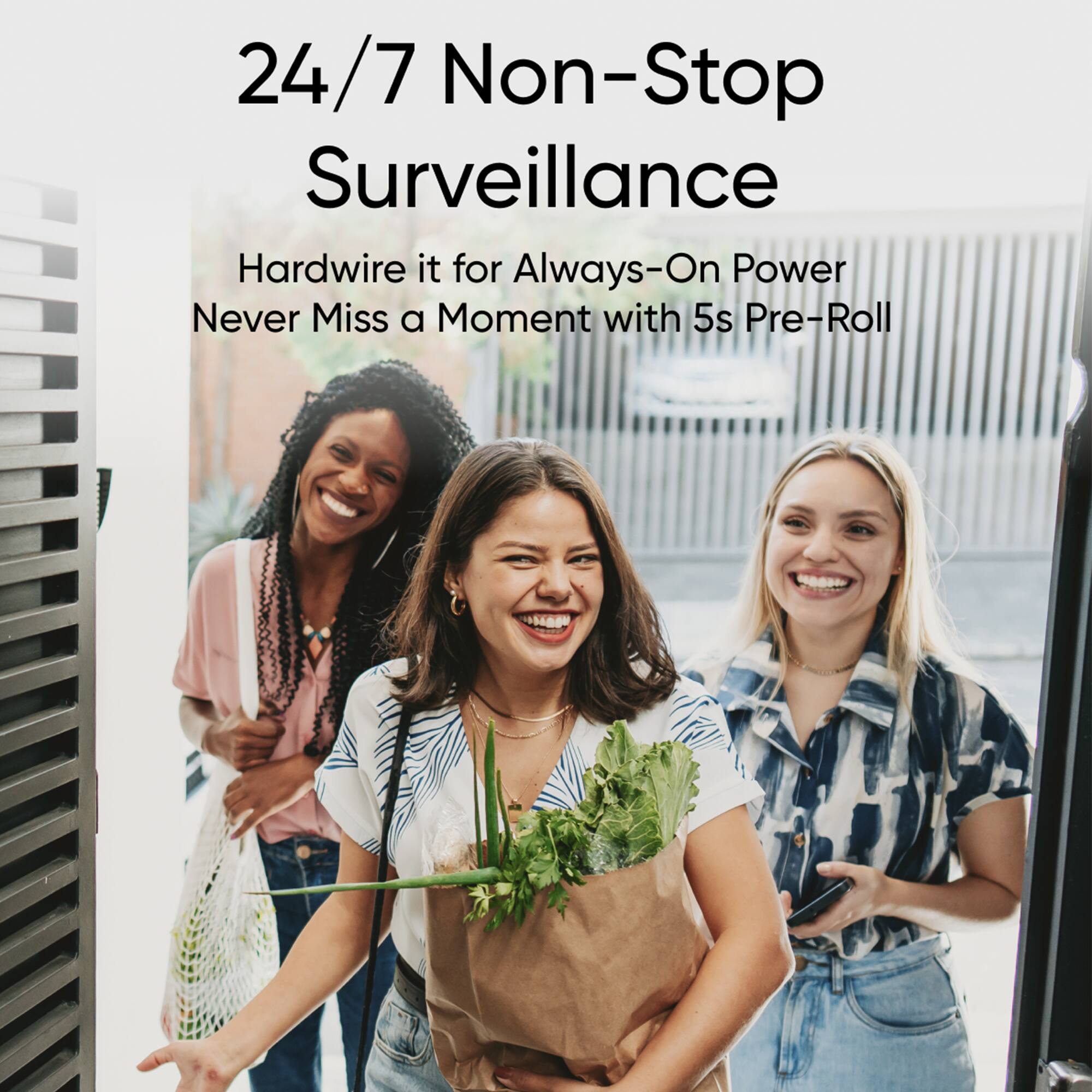 24/7 Non-Stop Surveillance: Hardwire it for Always-On Power and Never Miss a Moment with 5s Pre-Roll.