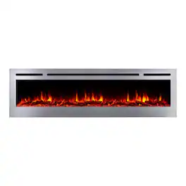 Touchstone Home Products - 72 in. Wall Mounted Recessed Sideline Deluxe Smart Electric Fireplace 1500W - Stainless Steel
