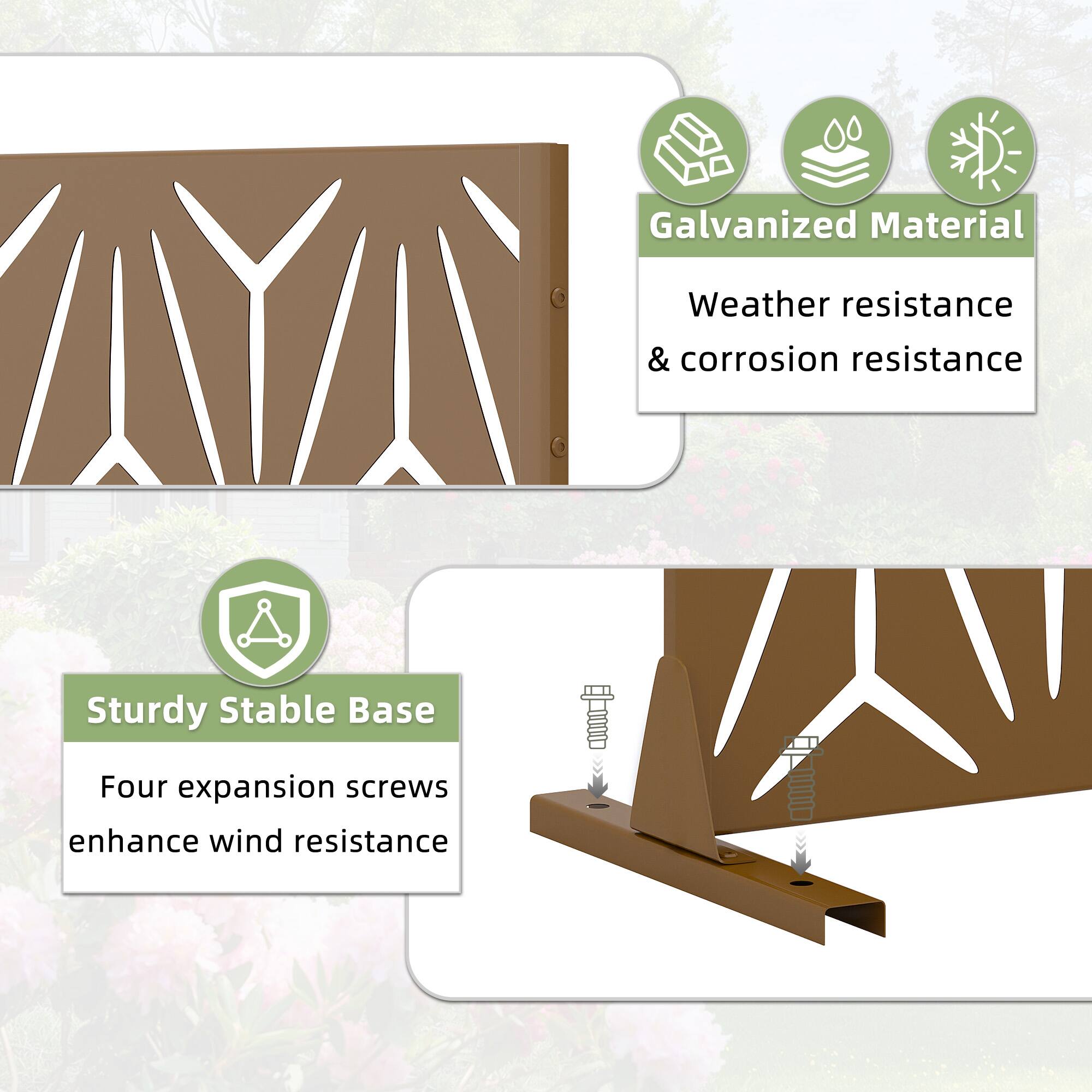 Galvanized Material  
Weather resistance & corrosion resistance  

Sturdy Stable Base  
Four expansion screws enhance wind resistance