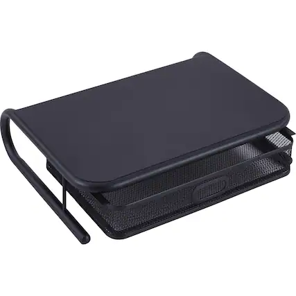 Front. Lorell - Lorell Mesh Wire Monitor Stand Desktop Powder Coated Steel Black - Black.