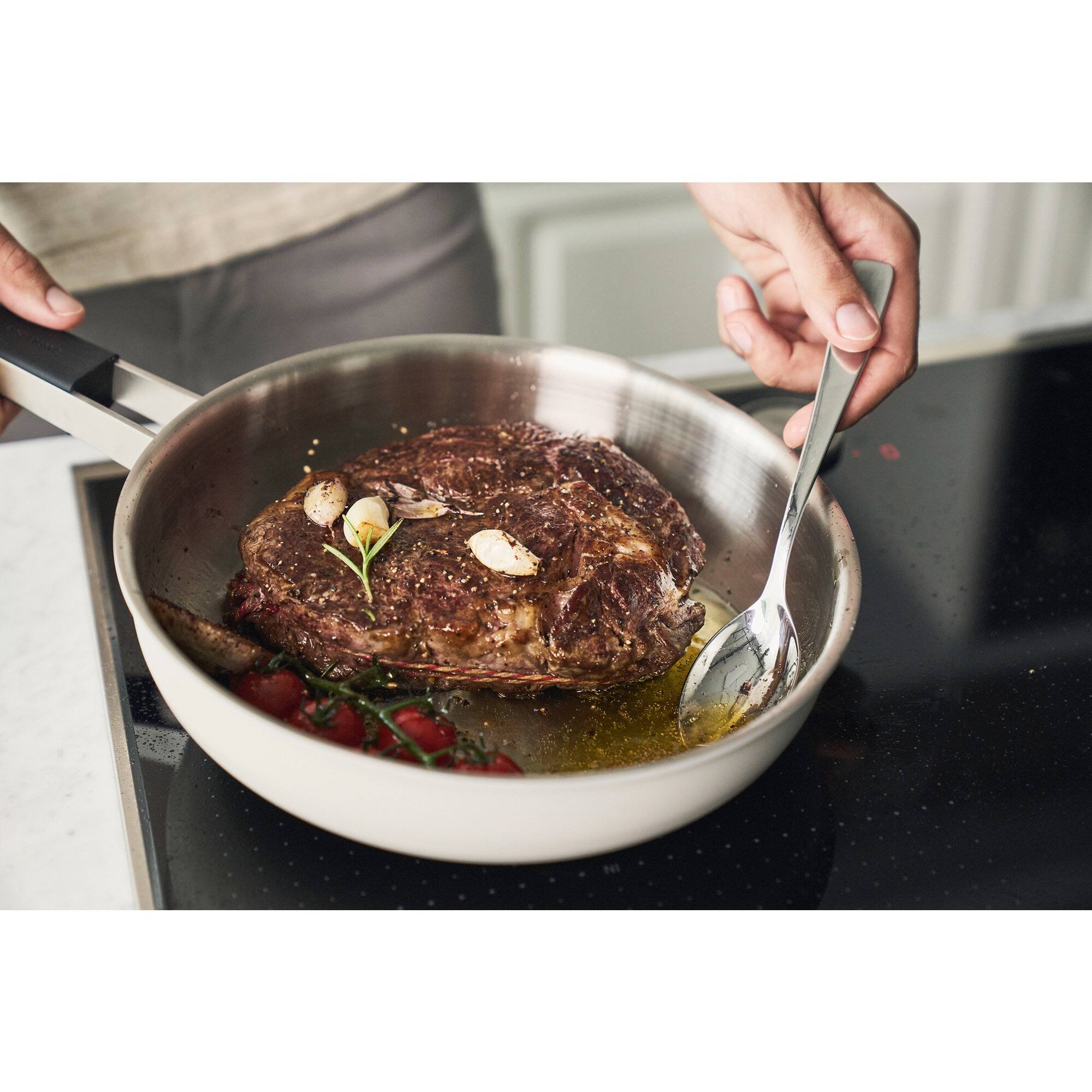 Alt View 3. ZWILLING - ZWILLING Pure 11-inch Stainless Steel Ceramic Nonstick Fry Pan, Ivory - Ivory.