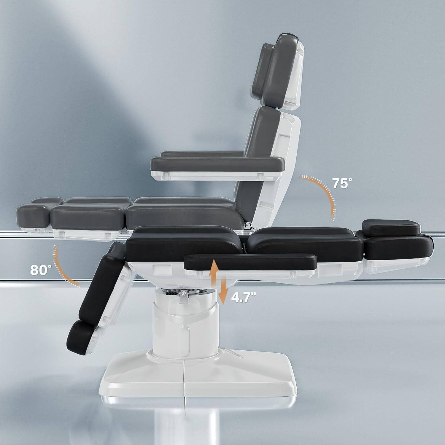 Alt View 1. Winado - Electric Massage Tattoo Chair with 3 Motors, Remote Control 120° Rotation Adjustable Height Backrest Footrest for Beauty - Black.