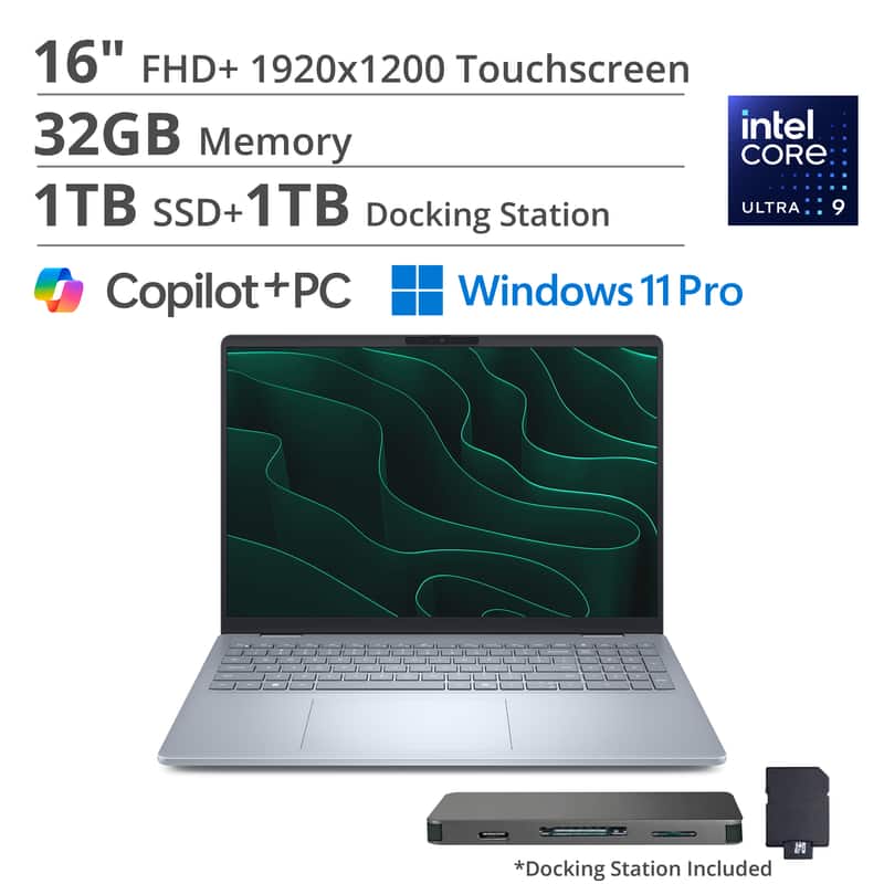 Dell - 16 Plus Laptop (Ultra 9-288V, 32GB, 1TB PCIe SSD, 16.0 Touch WUXGA (1920x1200), Intel Arc, Win 11 Pro) - Blue