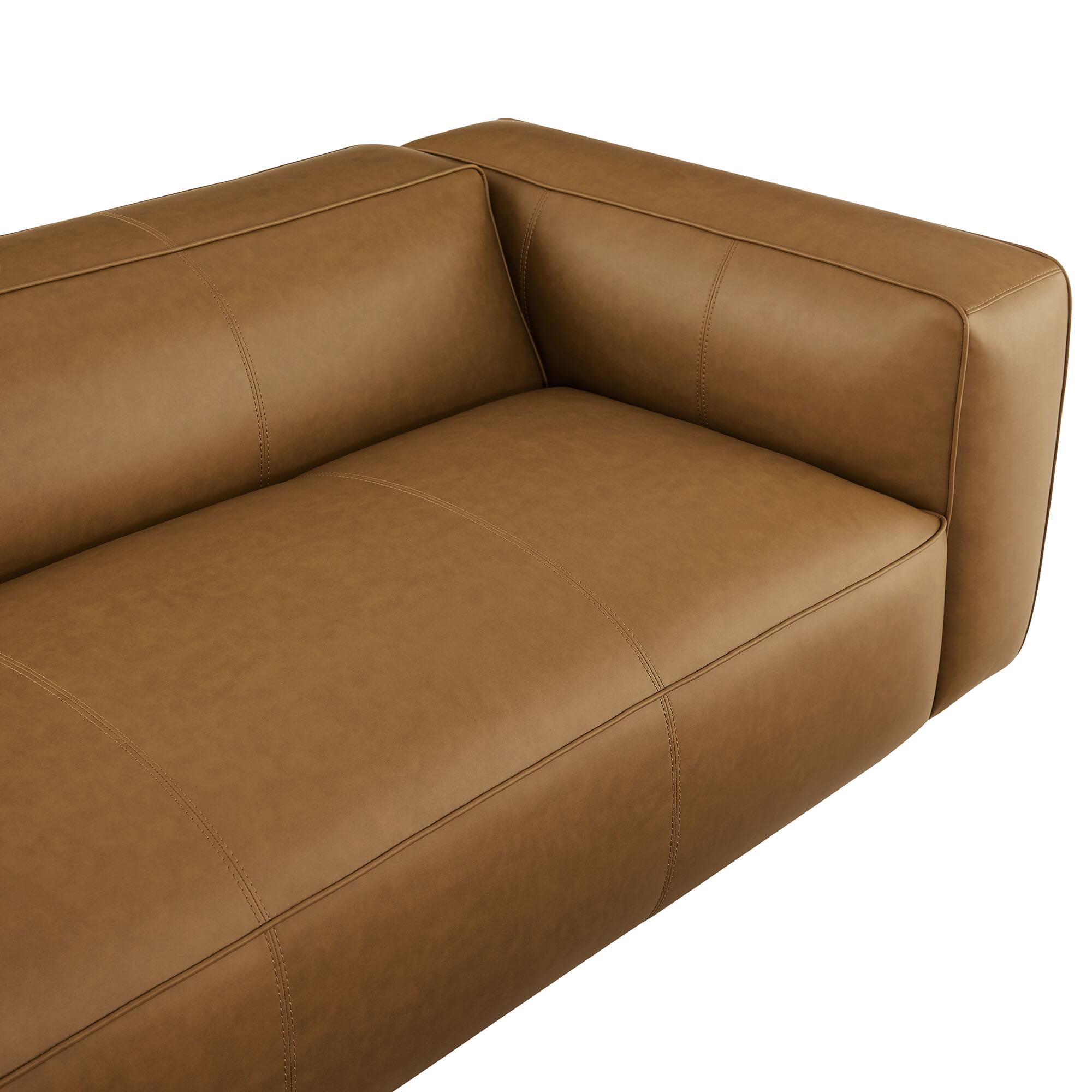 Alt View 3. Modway - Auren Upholstered Vegan Leather Sofa by Modway - Brown.
