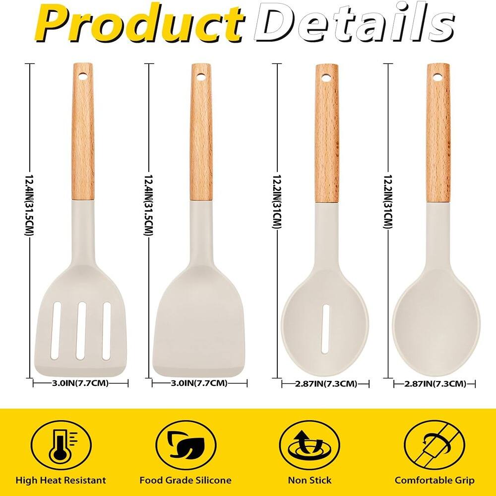 Product Details

- 12.4IN (31.5CM)
- 12.2IN (31CM)
- 3.0IN (7.7CM)
- 2.87IN (7.3CM)

- High Heat Resistant
- Food Grade Silicone
- Non Stick
- Comfortable Grip