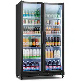Yeego - Commercial Merchandiser Refrigerator with LED Lighting & Adjustable Shelving ,27.12 cu. ft. for Bars & Supermarket - Black