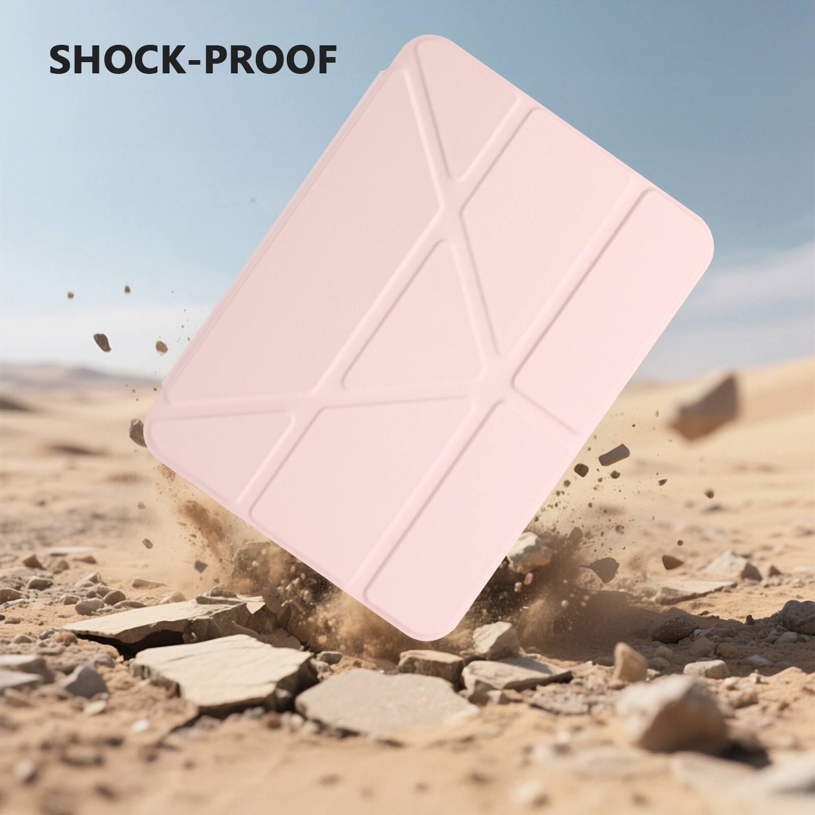 Alt View 2. Dteck - for Apple iPad mini (A17 Pro) 2024 & iPad mini 6th Gen 2021 Y-Fold Tablet Case,Shockproof Wallet Cover with Pen Holder - Pink.