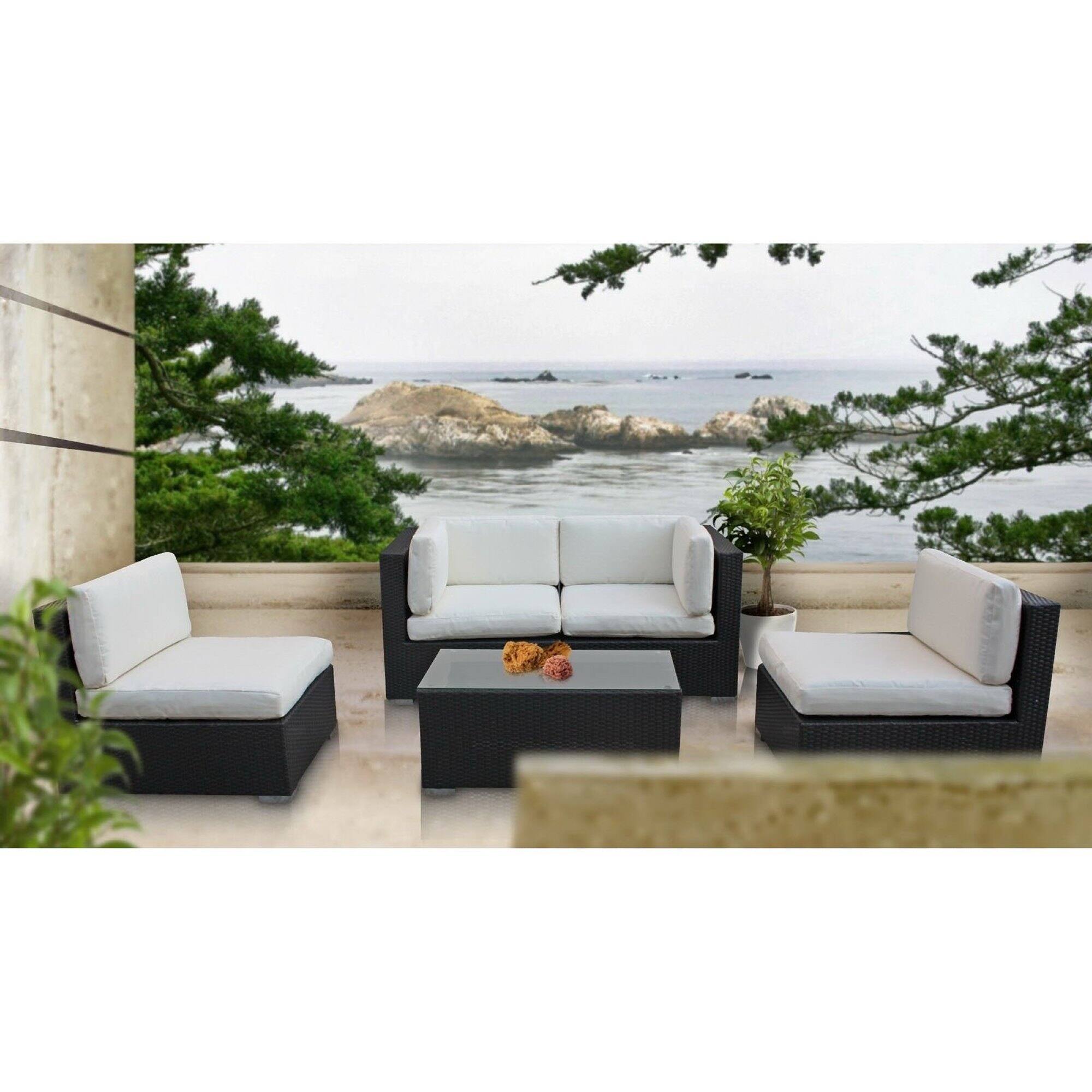 Angle. Modway - Camfora 5-Piece Outdoor Sectional Set - Espresso White.