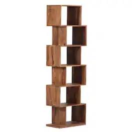 Porter Designs - Urban Solid Sheesham Wood 6 Shelf Bookcase, Natural - Brown