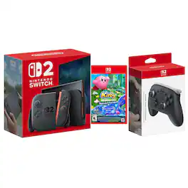 Switch 2 Console with Kirby the Forgotten Land, Pro Controller and Protective Case Bundle
