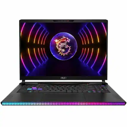Angle. MSI - Raider GE78 17.3" 240 Hz Gaming Laptop - Intel Core i7-14700HX with 16GB Memory - NVIDIA GeForce RTX 4070 - 1T+512G SSD - Core Black, Black.