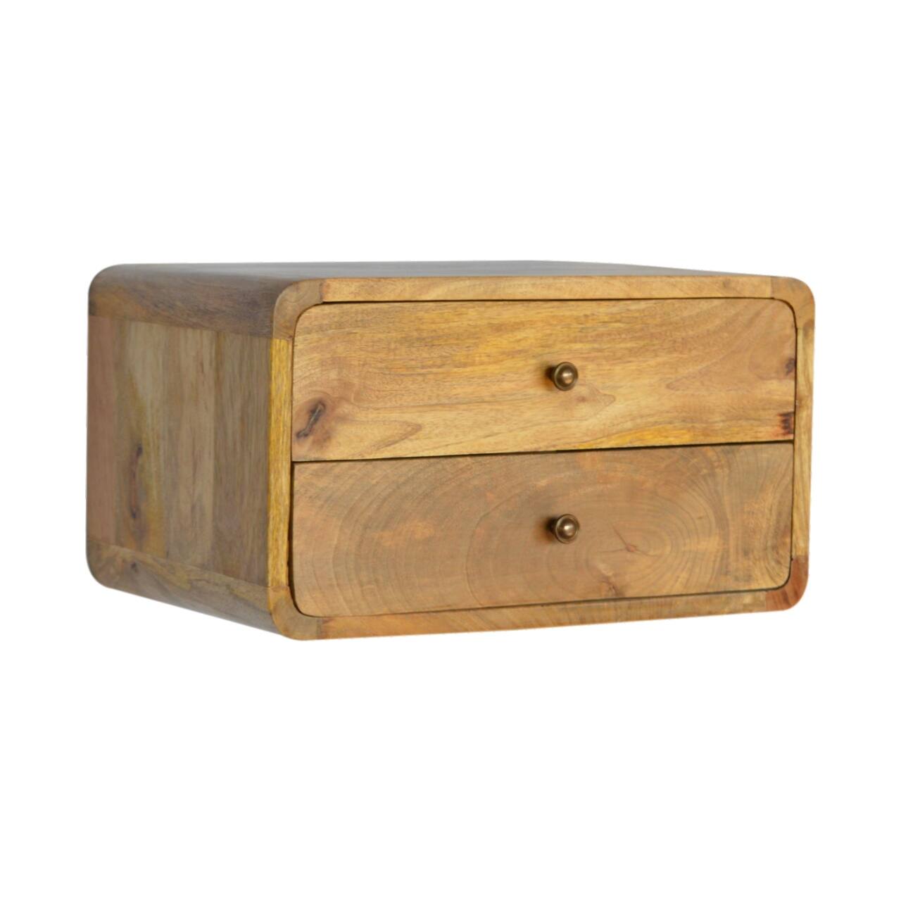 Angle. Artisan Furniture - Artisan Furniture Solid Wood Oak-ish 2 Drawer Floating Nightstand, Brown - Oak.