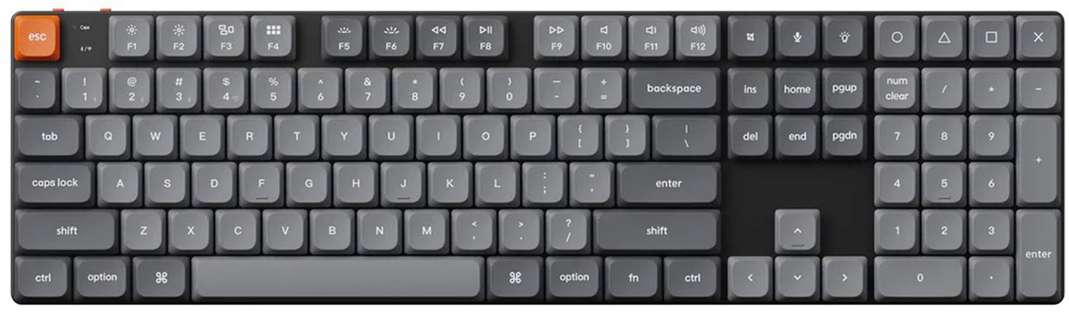 Keychron - K5 Max 100% Custom Wireless RGB Mechanical Keyboard with Programmable QMK/VIA Hot-Swappable Red Switch - Black - Front_Zoom