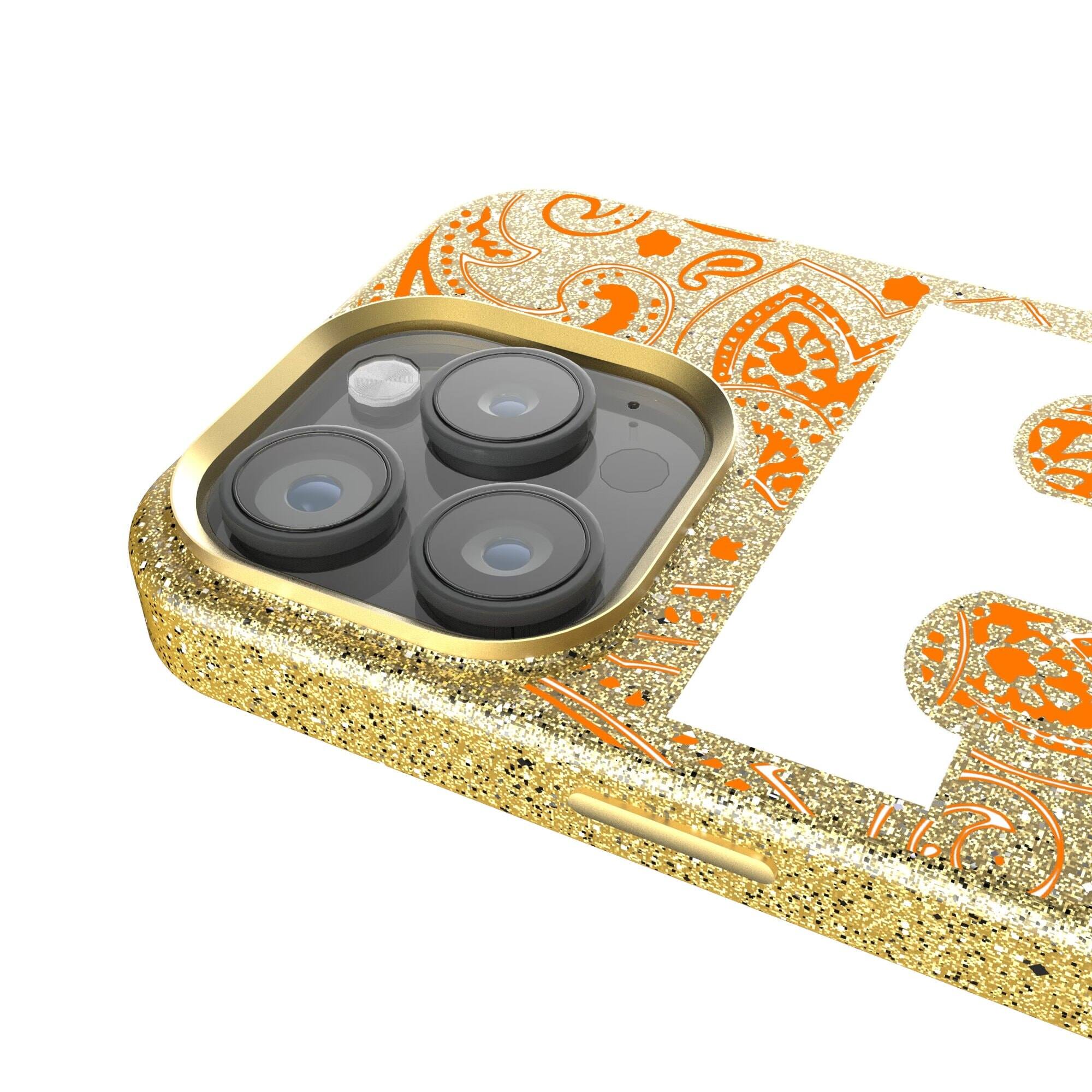 Alt View 2. Keyscaper - Tennessee Volunteers Paisley Bling iPhone Case - 15 Plus - Gold.