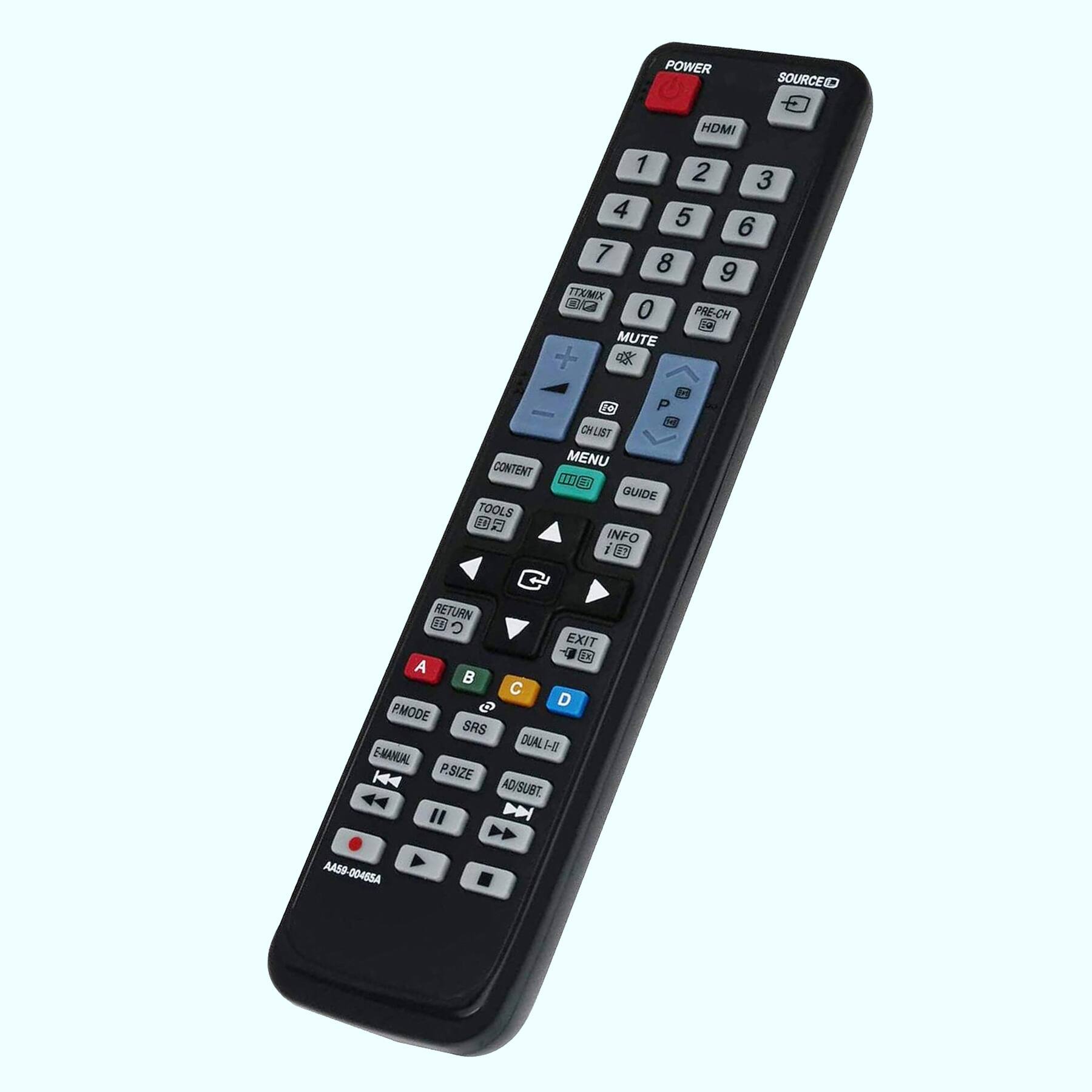 POWER SOURCE HDMI 1 2 3 4 5 6 7 8 9 0 PRE-CH MUTE CONTENT TOOLS CHLIST MENU GUIDE INFO RETURN EXIT A B C D PMODE SRS DUAL E-MANUAL P.SIZE AD/SUBT. AASP 00455A