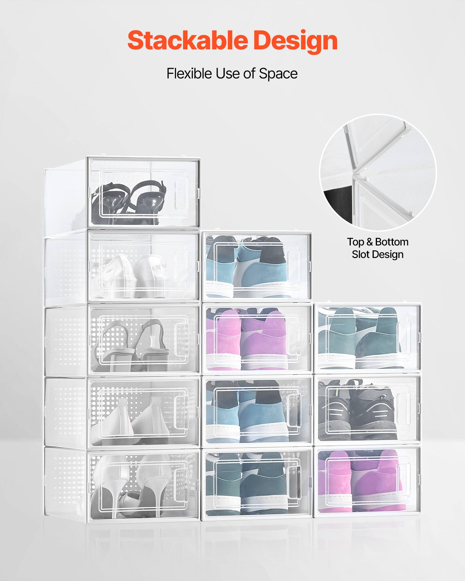 Stackable Design
Flexible Use of Space
Top & Bottom Slot Design