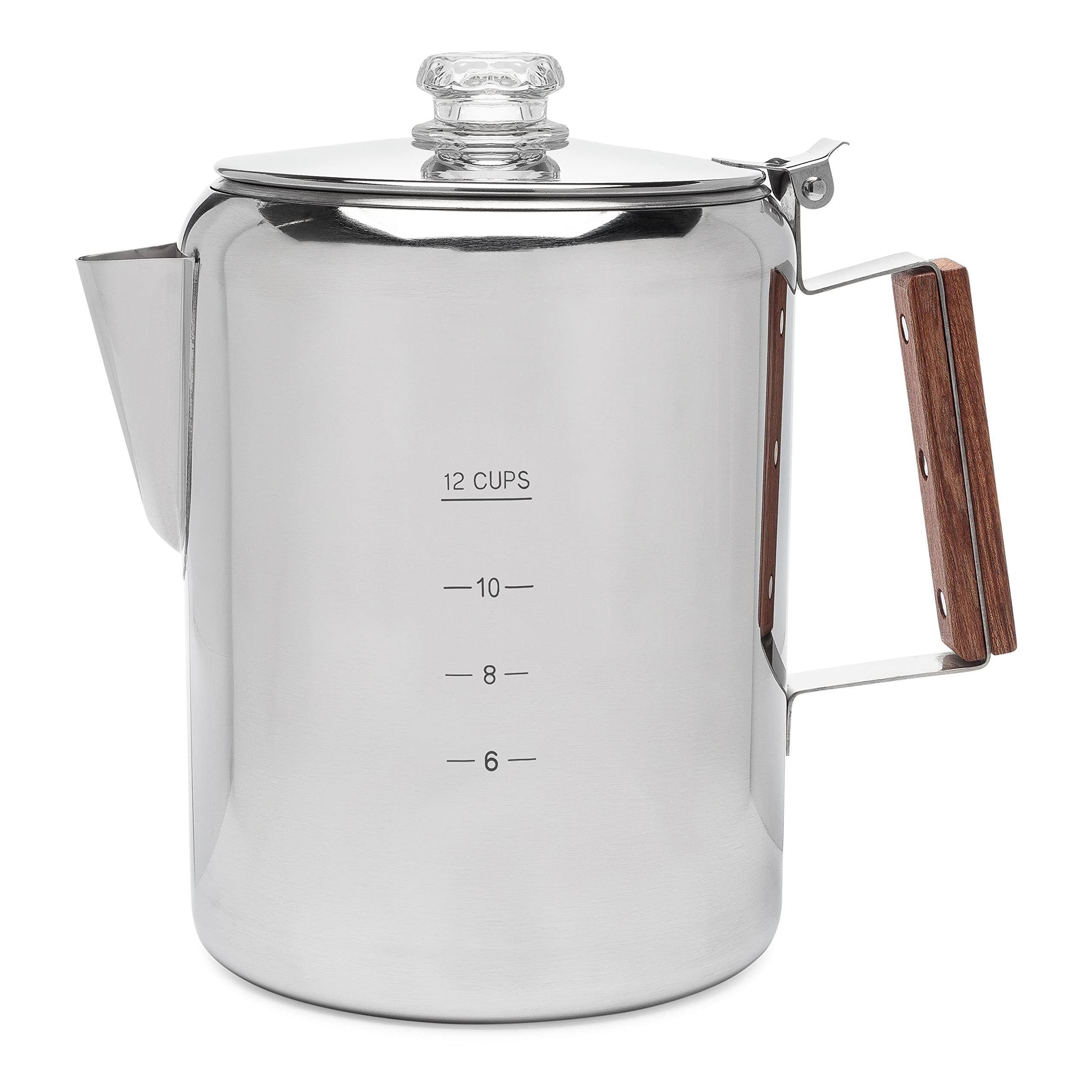 Dapper Styles - Bozeman Percolator Coffee Pot - No Aluminum Or Plastic [9 Cup] - 12 CUP