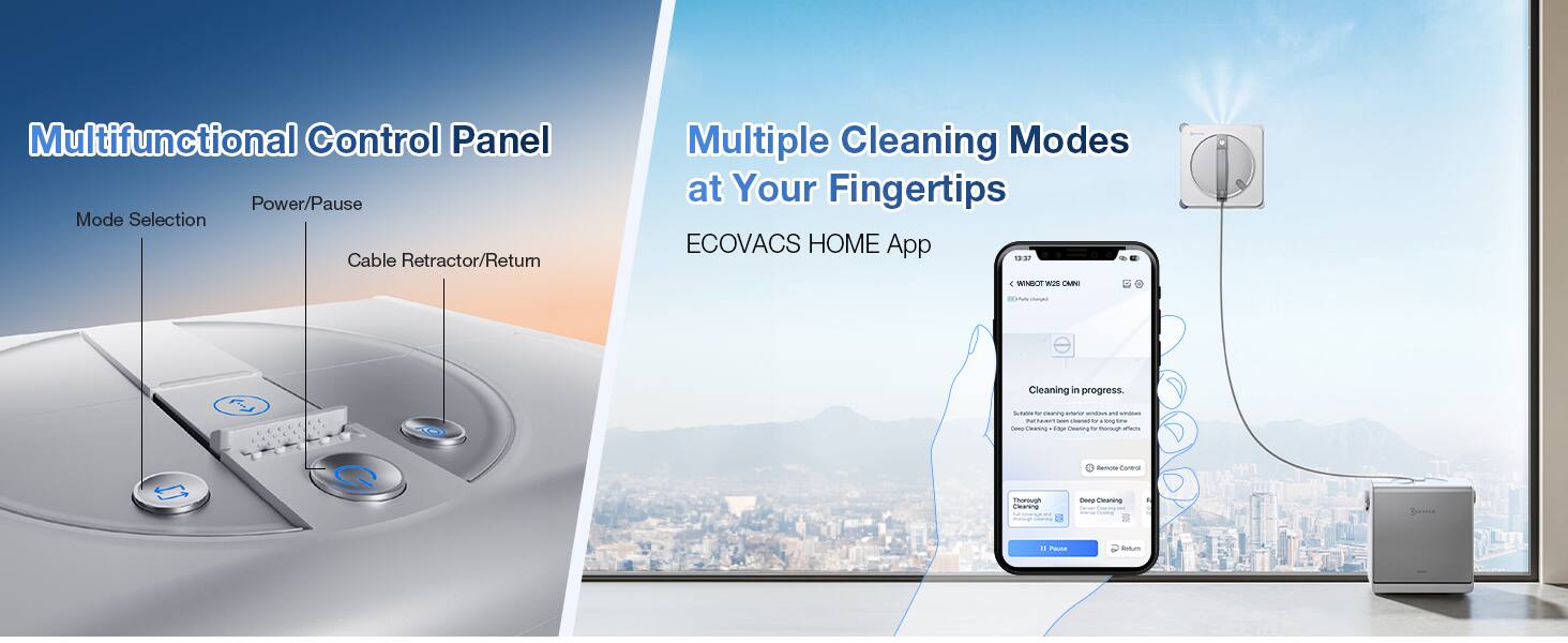 Multifunctional Control Panel Power/Pause Mode Selection Cable Retractor/Return Multiple Cleaning Modes at Your Fingertips ECOVACS HOME App

Cleaning in progress. 
- Smart Cleaning: The robot is cleaning the area. 
- Smart Cleaning: The robot is cleaning the area. 
- Smart Cleaning: The robot is cleaning the area. 
- Smart Cleaning: The robot is cleaning the area. 
- Smart Cleaning: The robot is cleaning the area. 
- Smart Cleaning: The robot is cleaning the area. 
- Smart Cleaning: The robot is cleaning the area. 
- Smart Cleaning: The robot is cleaning the area. 
- Smart Cleaning: The robot is cleaning the area. 
- Smart Cleaning: The robot is cleaning the area. 
- Smart Cleaning: The robot is cleaning the area. 
- Smart Cleaning: The robot is cleaning the area. 
- Smart Cleaning: The robot is cleaning the area. 
- Smart Cleaning: The robot is cleaning the area. 
- Smart Cleaning: The robot is cleaning the area. 
- Smart Cleaning: The robot is cleaning the area. 
- Smart Cleaning: The robot is cleaning the area. 
- Smart Cleaning: The robot is cleaning the area. 
- Smart