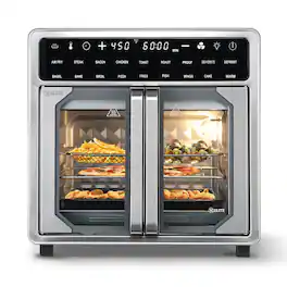 Kitchen Elite - 16 Qt French Door Air Fryer Oven, Countertop Cooker w/ LED Display - Stainless Steel