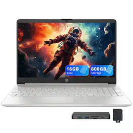 HP - 15.6" FHD Anti-Glare Laptop,Intel i3-1215U,16GB RAM,512GB SSD+288GB Docking Station,Intel UHD Graphics,Win 11 - Silver