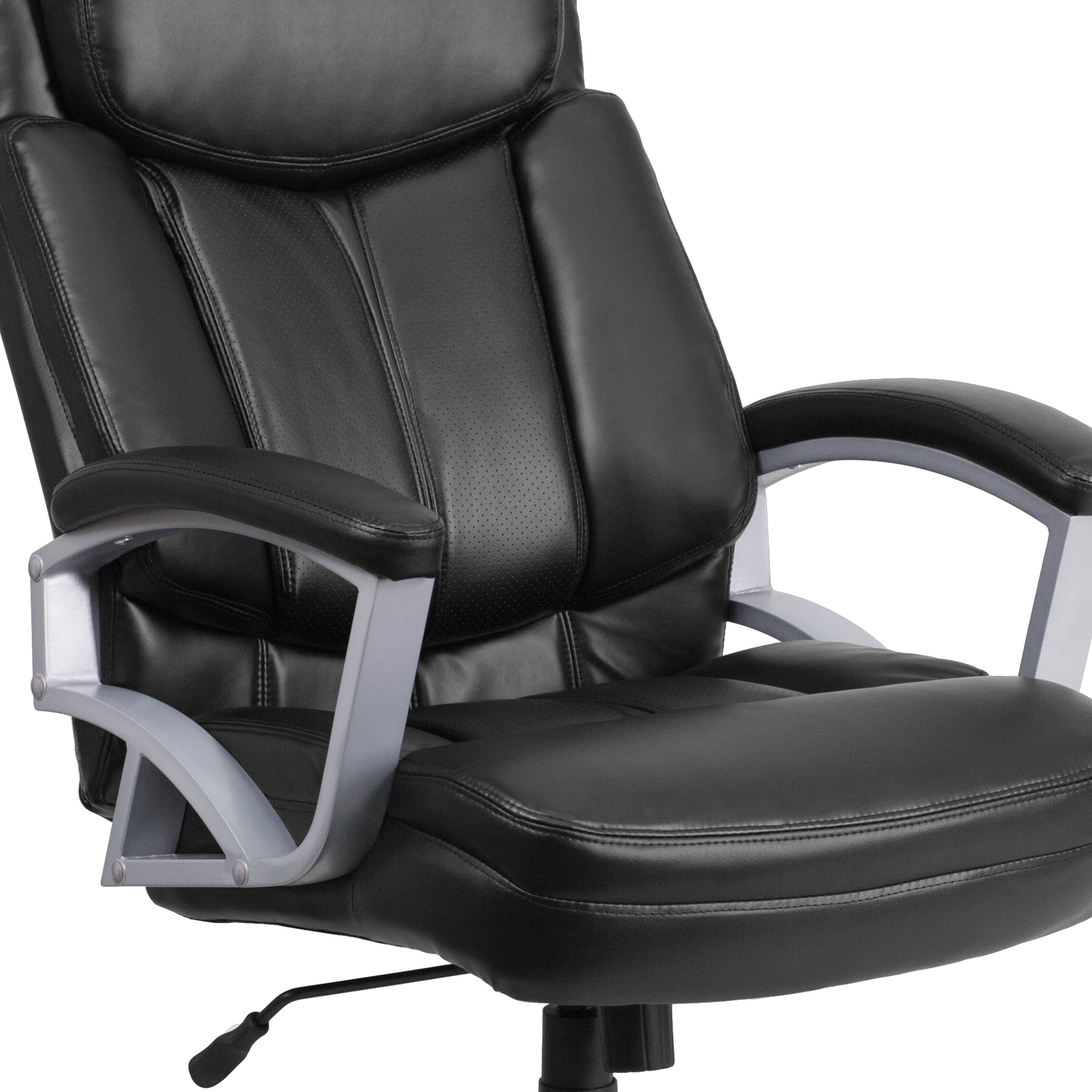 Alt View 9. Emma + Oliver - 500 lb. Big & Tall Executive Swivel Ergonomic Office Chair with Arms - Black LeatherSoft.
