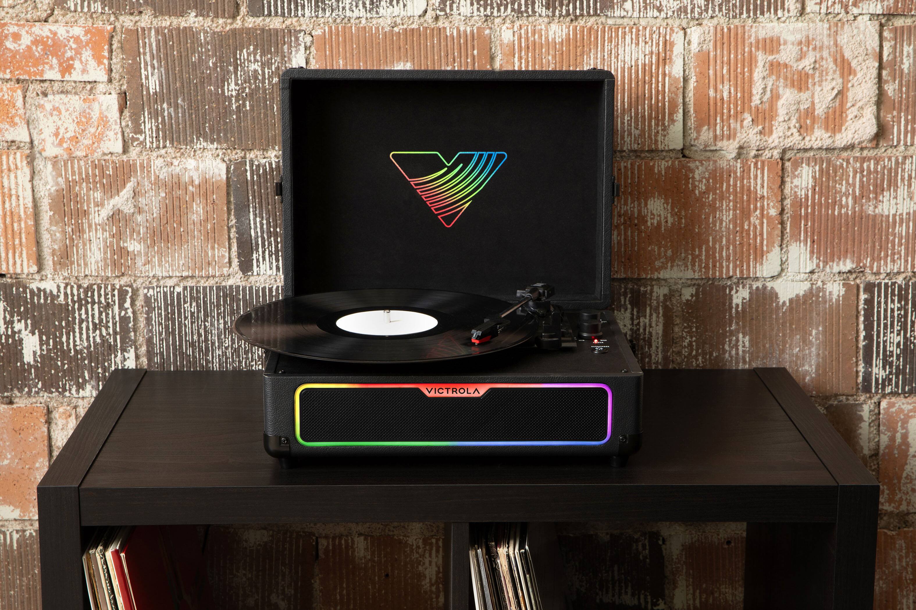 Alt View 10. Victrola - Victrola Journey Glow Illuminated Suitcase Record Player - Black.