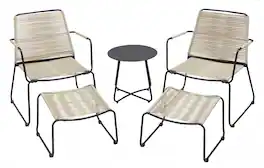 Bestier - 5 Piece Outdoor Furniture Set, Patio Furniture Conversation Set Include Ottomans & Table, Yard Patio Bistro Set - Beige