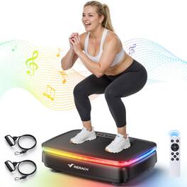 MERACH - LED Light Vibration Plate Exercise Machine for Women Men, Bluetooth Speaker Whole Body Workout Fitness Platform - Black