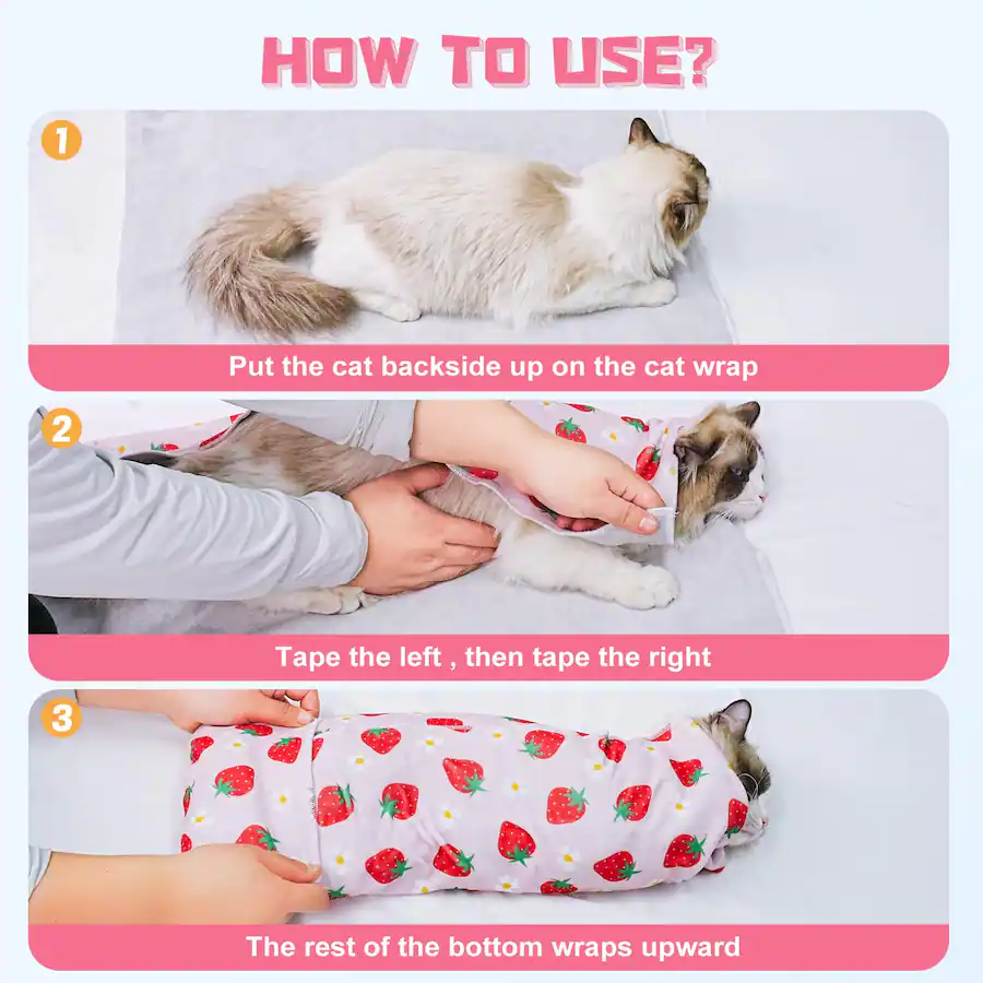 Supet Cat Wrap for Cutting Nails 2025 Self Adherent Cat Grooming Wrap