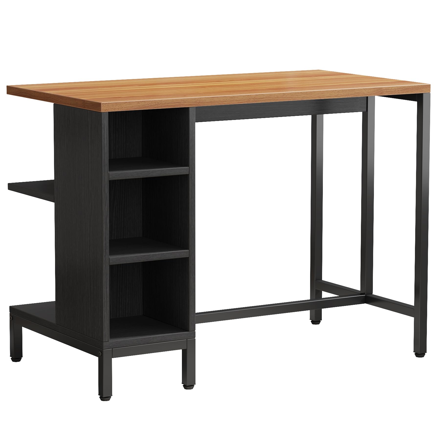 Alt View 5. Tribesigns - Kitchen Island, 43" Butcher Block Island Table for Kitchen - Dark Walnut & Black.