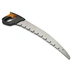 Front. Kings County Tools - Pruning Saw Large 20” Curved Blade with Raker Teeth for Cutting Green Wood and Ergonomic Cushioned Handle.