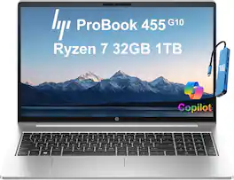 HP - ProBook 455 G10 15.6" FHD Laptop - AMD Ryzen 7 7730U with 32GB Memory - 1TB SSD - Windows 11 Pro - Silver