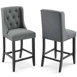 Modway - Baronet Upholstered Fabric Counter Bar Stool Set of 2 - Gray