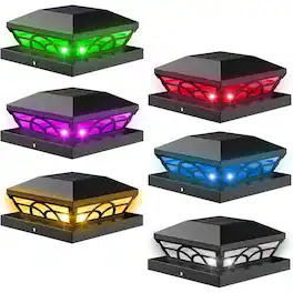 Schertz - Solar RGB Color Changing Fence Post Lights, Outdoor Waterproof Deck Cap Lights for 3.5x3.5, 4x4, 5x5, 5.5x5.5 Wood