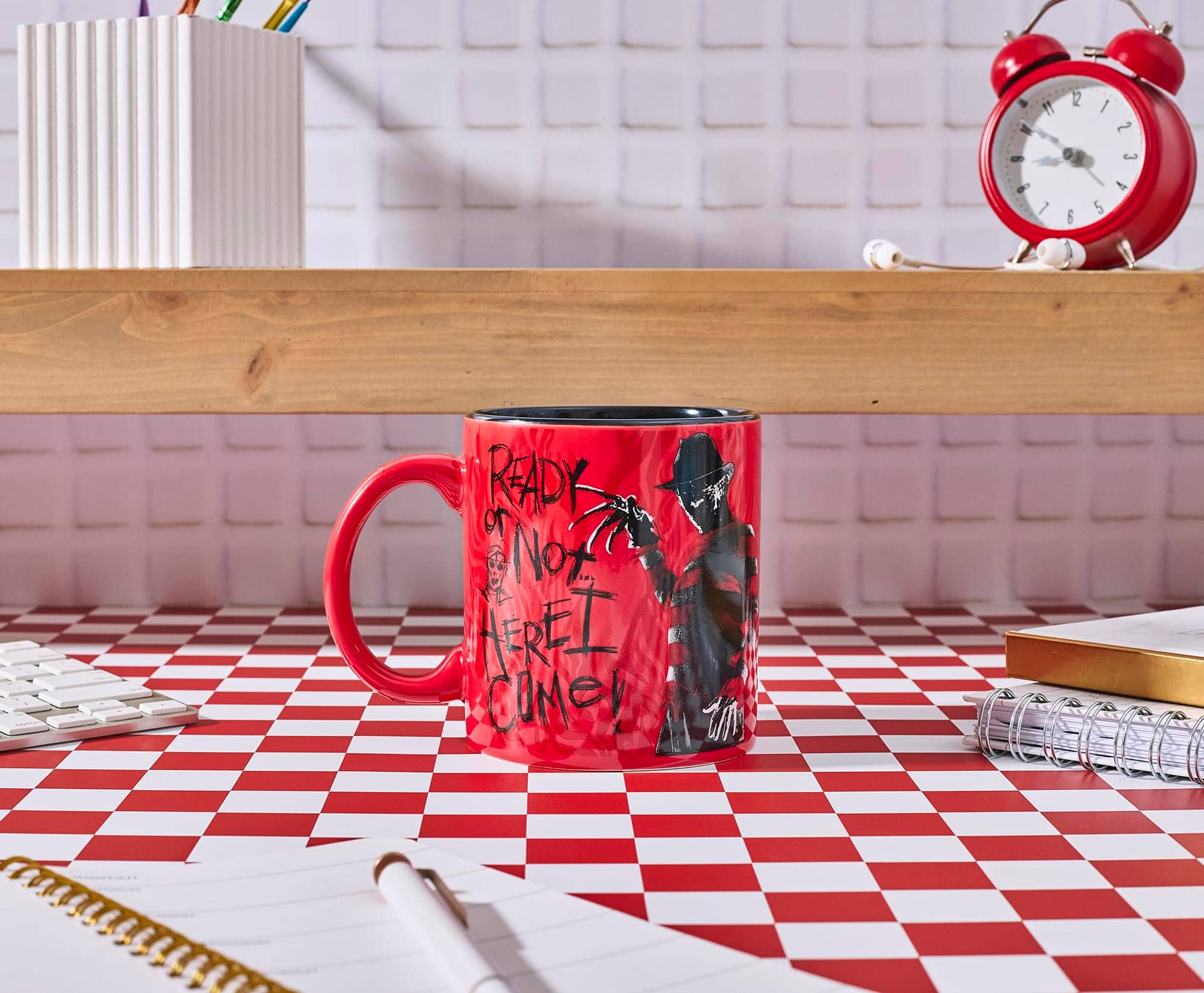 Silver Buffalo - A Nightmare On Elm Street Freddy Krueger "Ready Or Not" Ceramic Mug | Holds 20 Ounces - Red