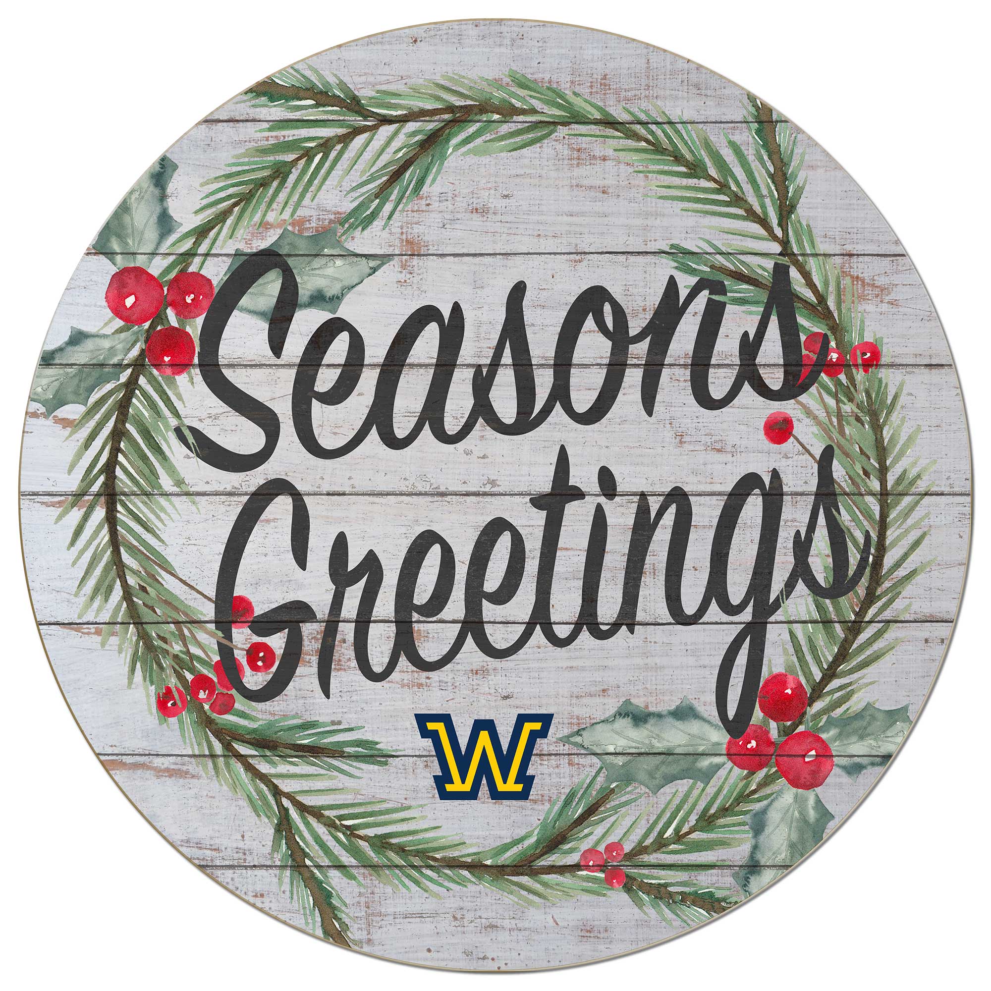 Jardine - Wilkes Colonels 20'' x 20'' Season's Greetings Circle - White
