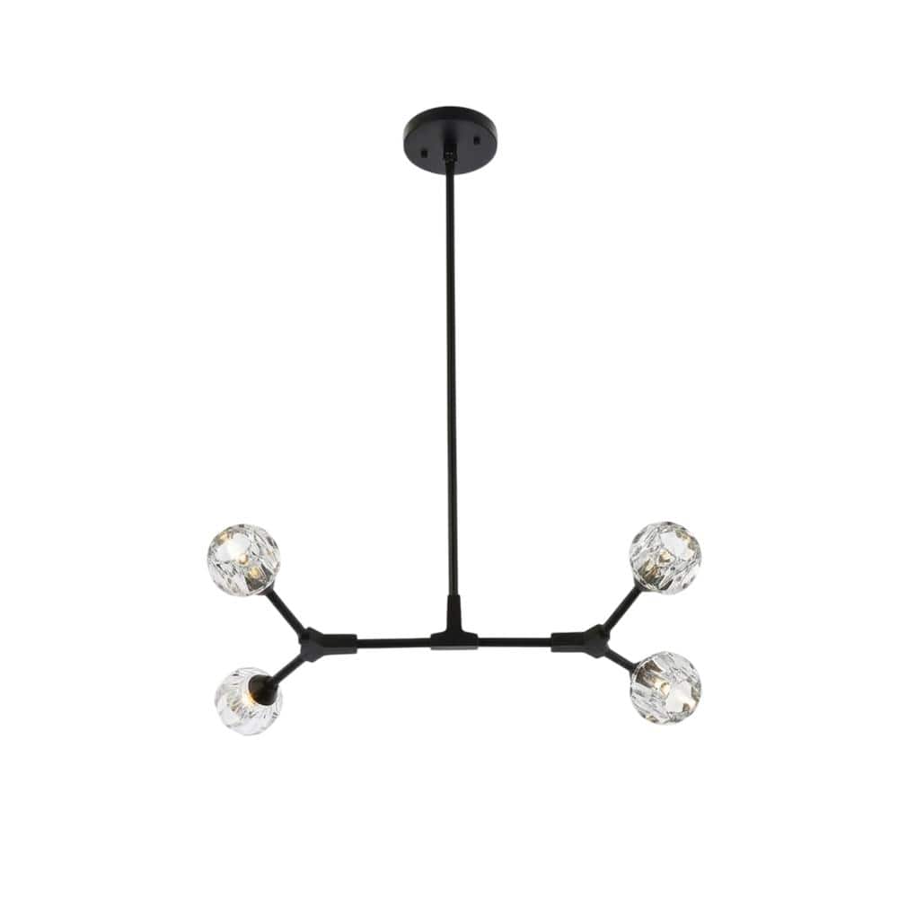 Elegant Lighting - Zayne 4 Light Pendant in Black - Black And Clear price history on PriceWatchPro