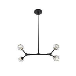 Elegant Lighting - Zayne 4 Light Pendant in Black - Black And Clear