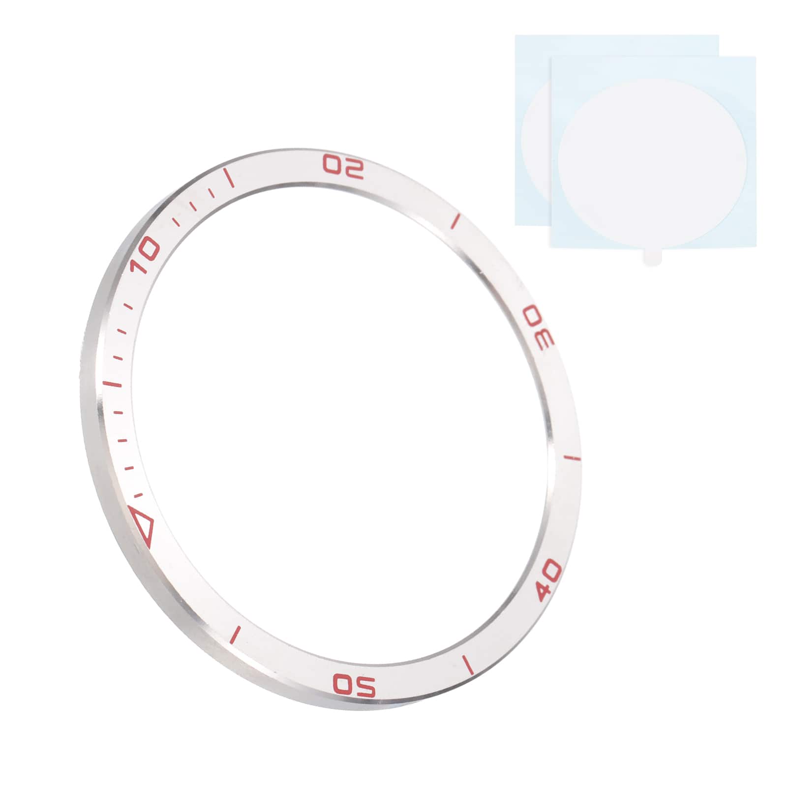 Unique Bargains - 47mm Stainless Steel Bezel Insert Ring Adhesive Bumper Cover for Garmin Fenix 8 Solar - Silver/Red