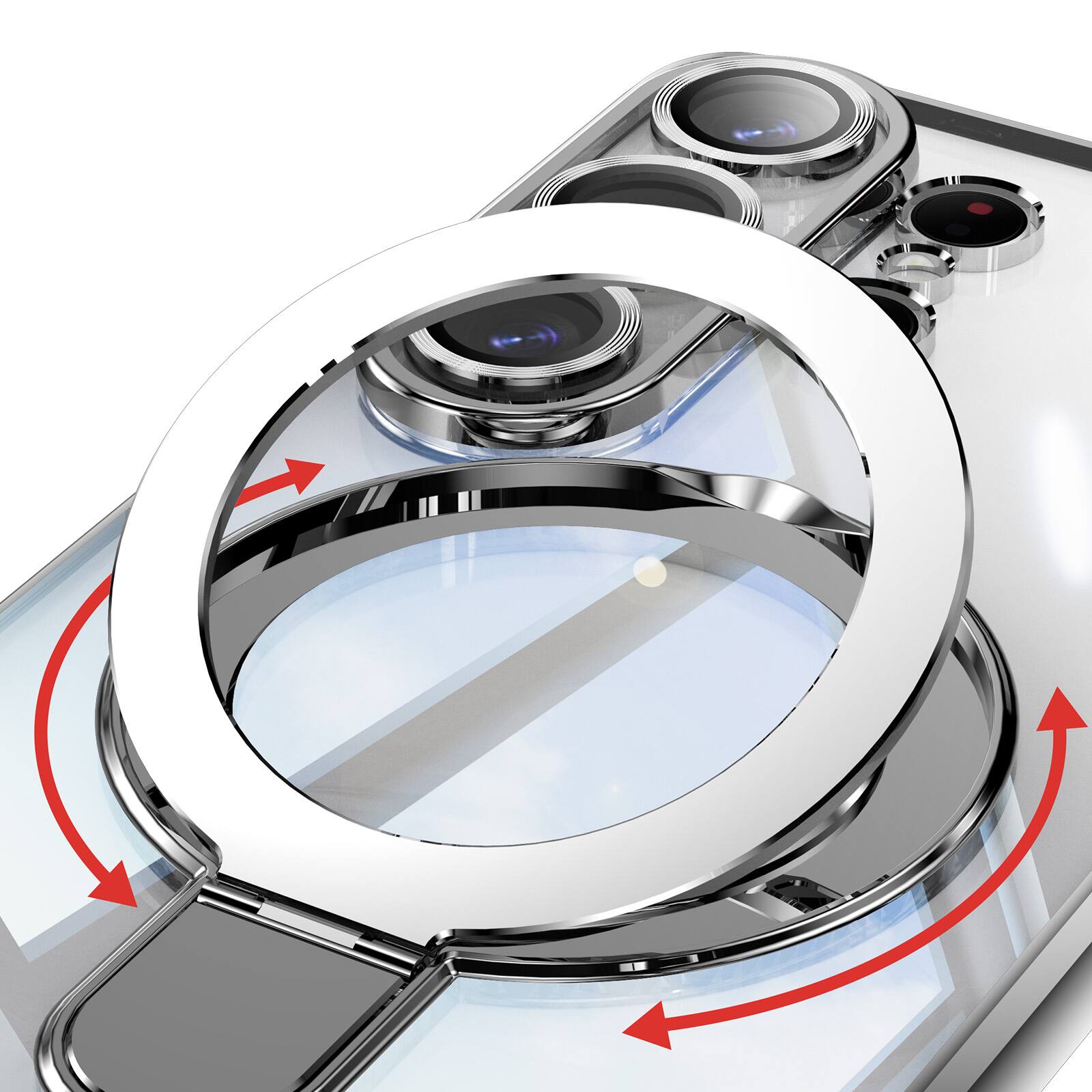 Alt View 1. Dteck - Clear Mag Safe Case for Samsung Galaxy S26 Ultra,Transparent Back Plated Bumper Shockproof Metal Stand Cover + Lens Film - Silver.