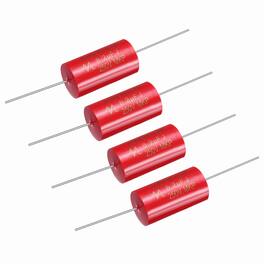 Unique Bargains - 4pcs 8.2uF 250V Axial MKP Film Capacitor for Audio Speaker Crossover Frequency Divider - Red