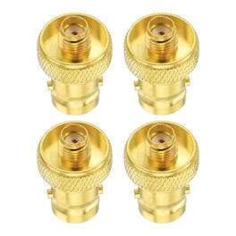 Unique Bargains - 4pcs SMA to BNC Coax Connector, SMA Female to BNC Female Jack 50 Ohm for Antennas/Signal/Ham Radio/Security Cam - Gold