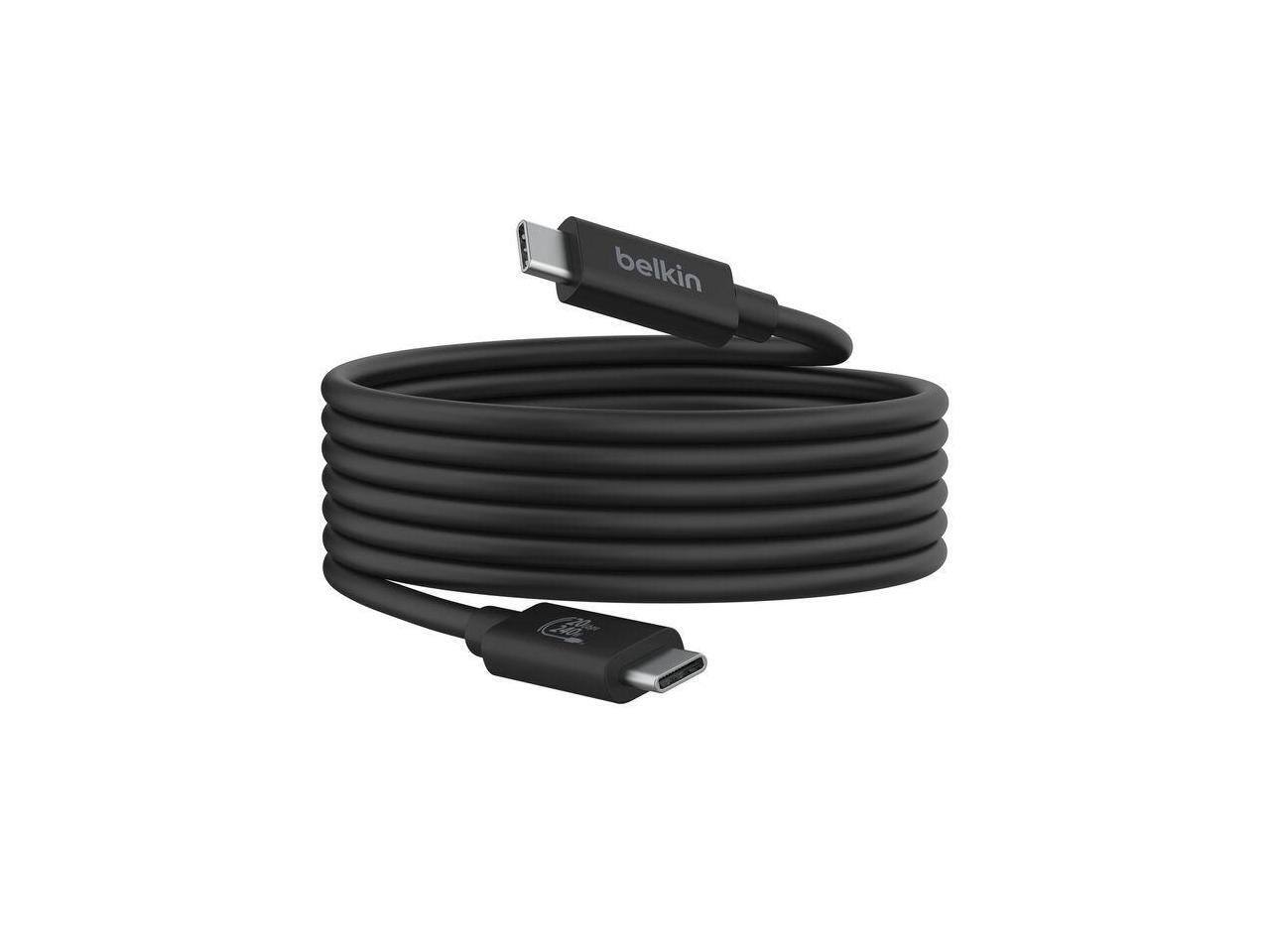 Alt View 5. Belkin - Connect USB4 Cable (6.6ft/2M Power Cable), USB-C to USB-C Cable w/ 240W Power Delivery + 20Gbps - Black.