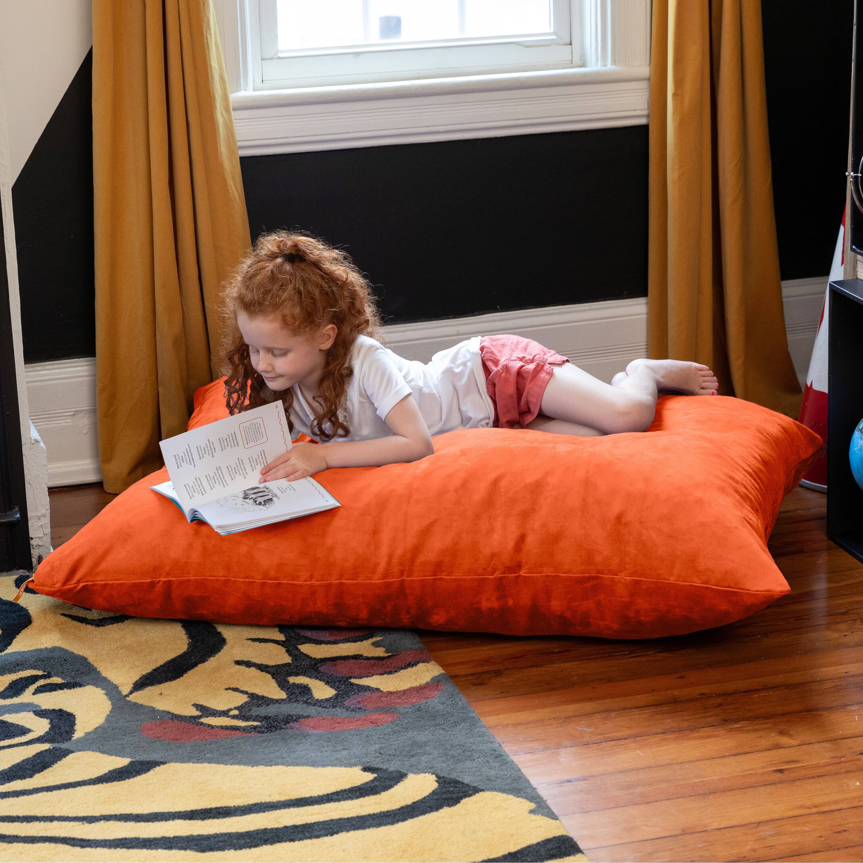 Back. Jaxx - Jaxx 3.5 Ft Pillow Saxx Kids Bean Bag, Mandarin - Mandarin.