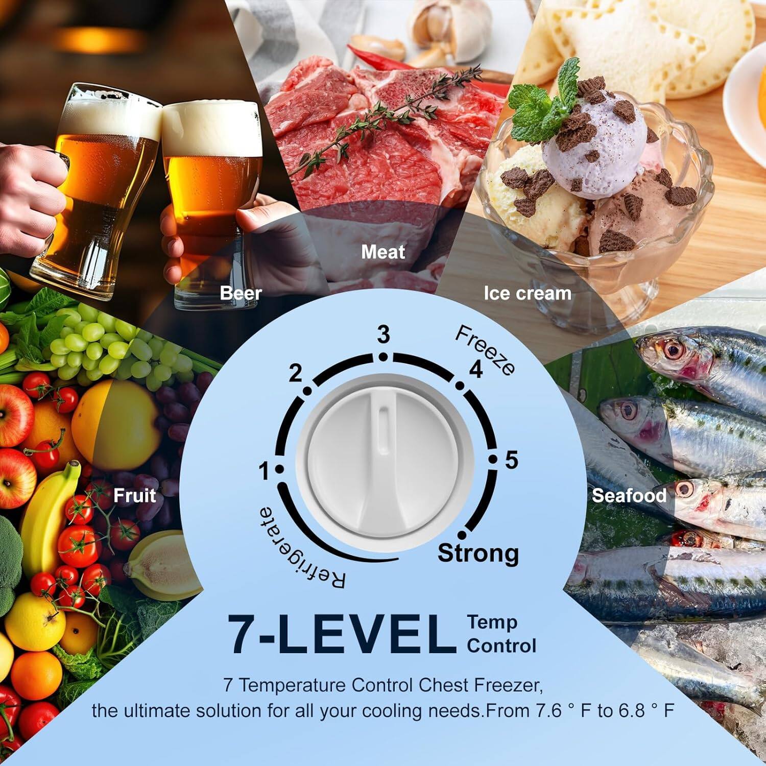 Alt View 4. Circus Cirle - 5.0 cu. ft. storage freezer with 7-level adjustable thermostat and removable basket, low noise, white - WHITE.