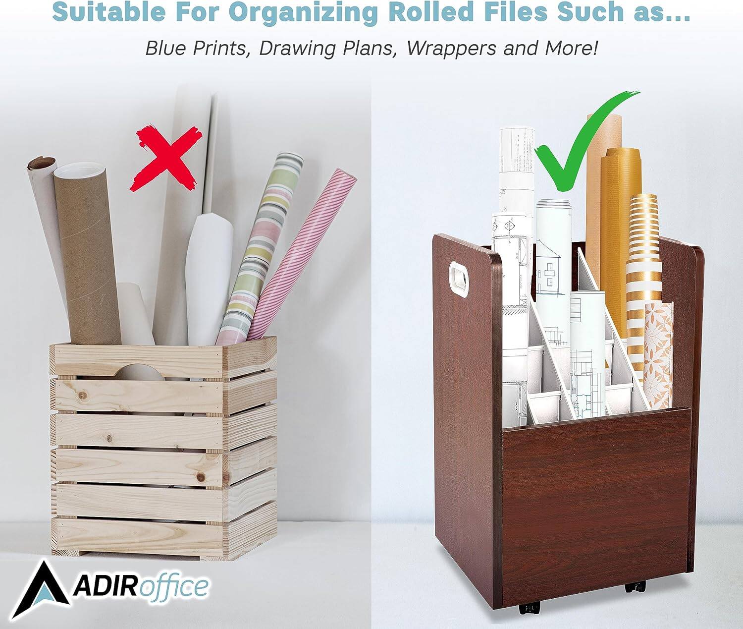 Suitable For Organizing Rolled Files Such as... Blue Prints, Drawing Plans, Wrappers and More! ADIRoffice