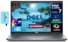 Dell - Latitude Laptop 14.0 FHD (Intel Ultra 7 165U , 32GB DDR5, 2TB M.2 PCIe SSD, Win 11 Pro) w/USB Hub - Silver